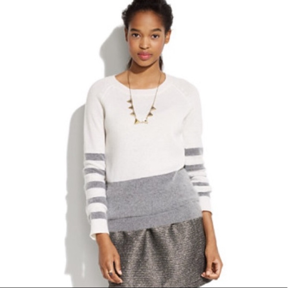 Madewell Grey & Off White Mixer Sweater Small